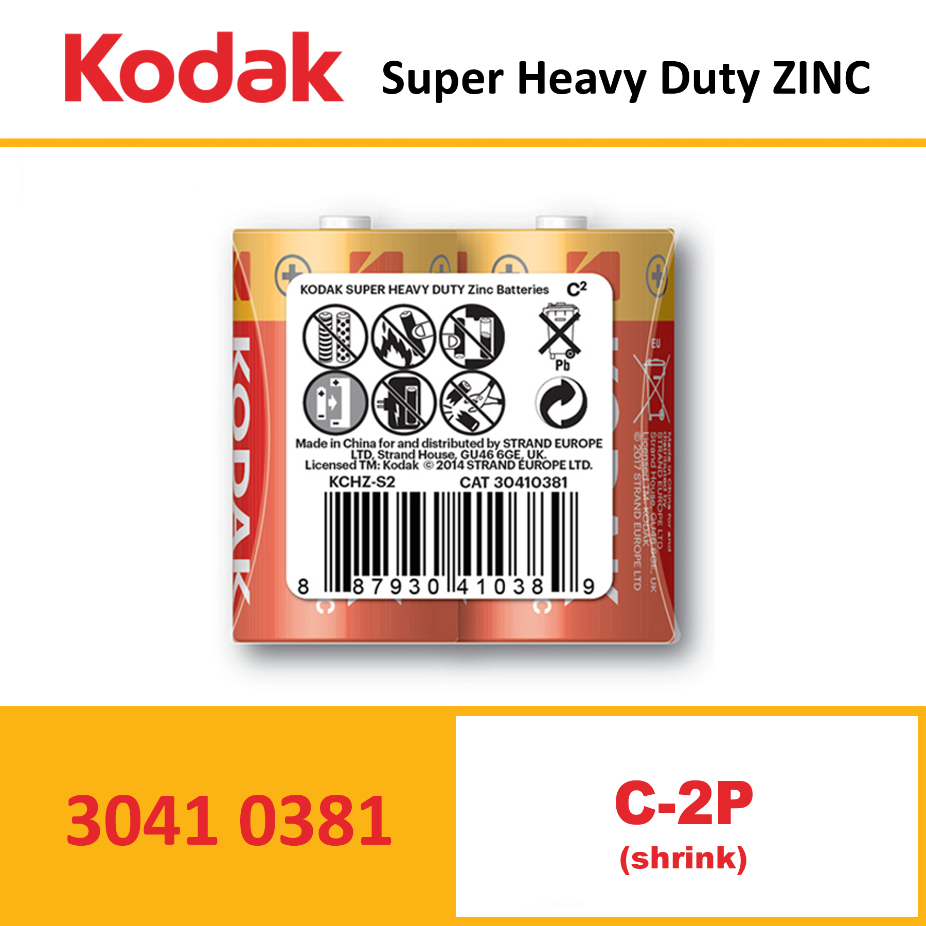 KODAK Super Heavy Duty Zinc Battery KCHZ SHRINK