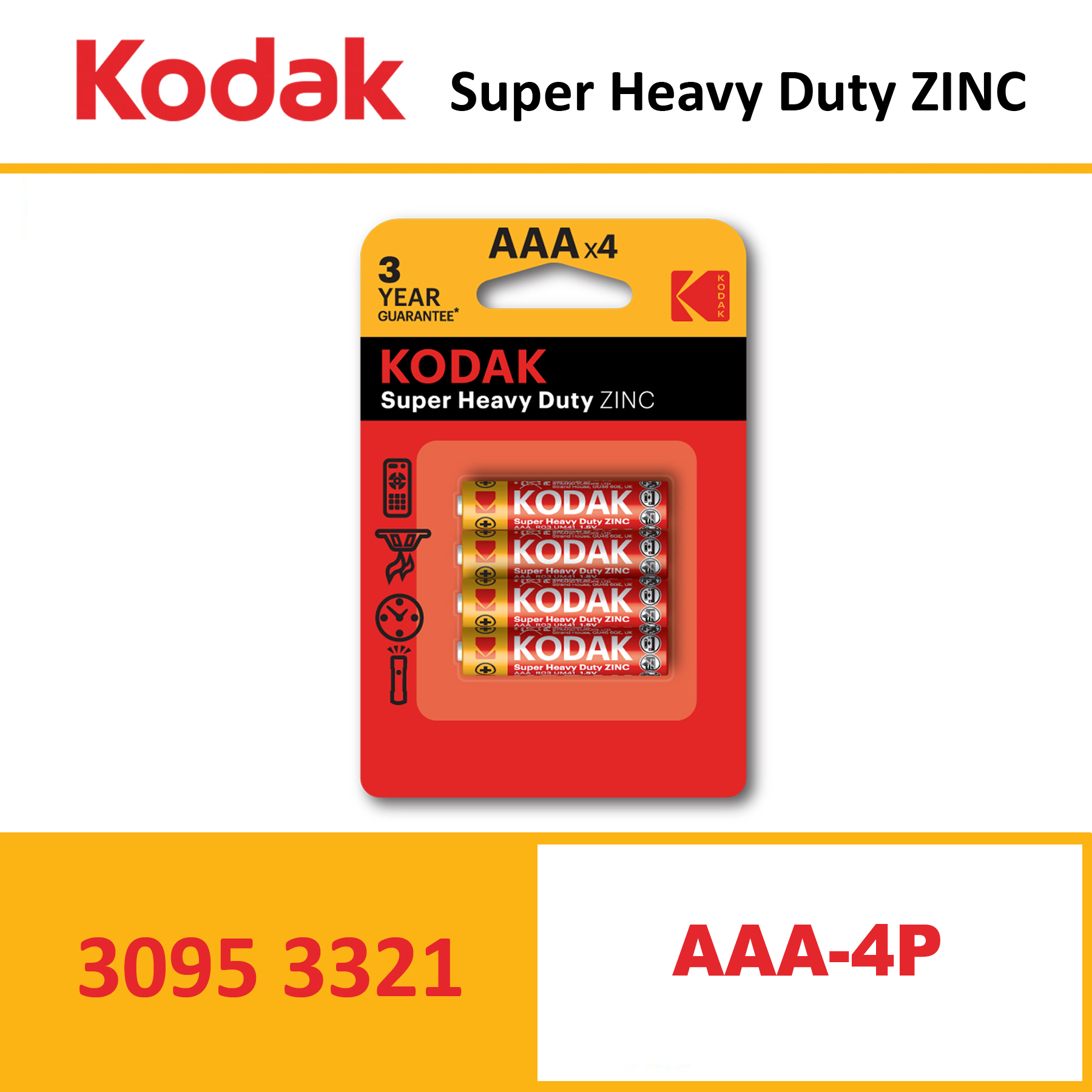 KODAK Super Heavy Duty Zinc Battery K3AHZ CARD