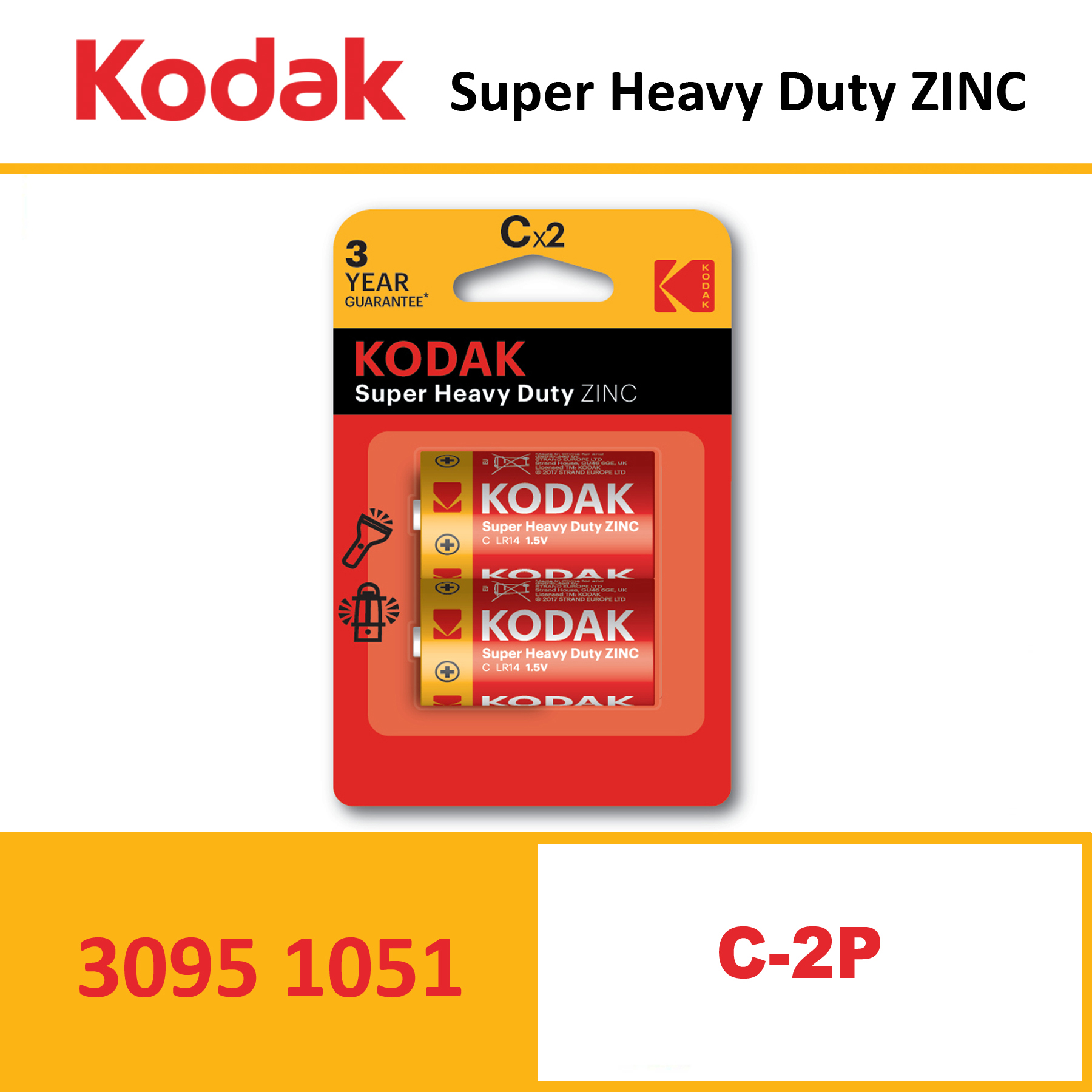 KODAK Super Heavy Duty Zinc Battery KCHZ CARD