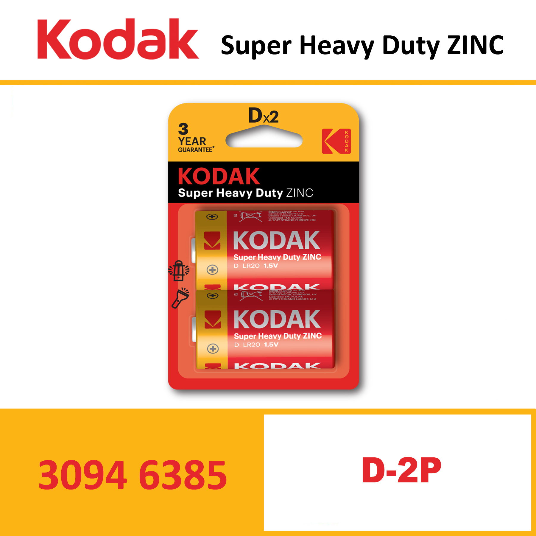 KODAK Super Heavy Duty Zinc Battery KDHZ CARD