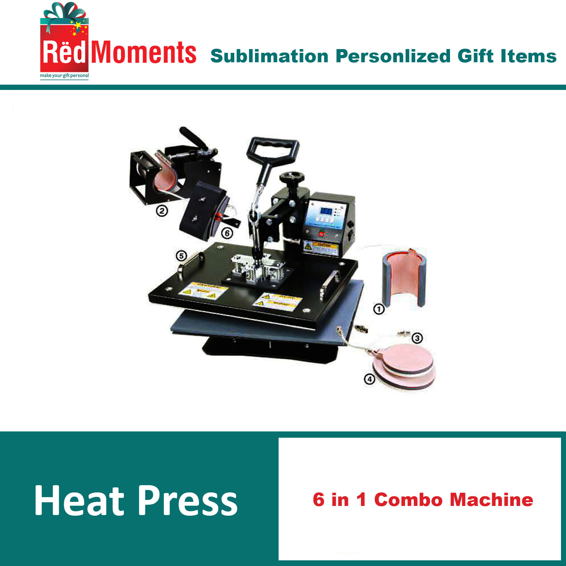 6 In 1 Heat Press Machine For Plate/Mug/Cap/TShirt Etc, Press printer,Multifunctio sublimation Heat Press/Heat Transfer Machine