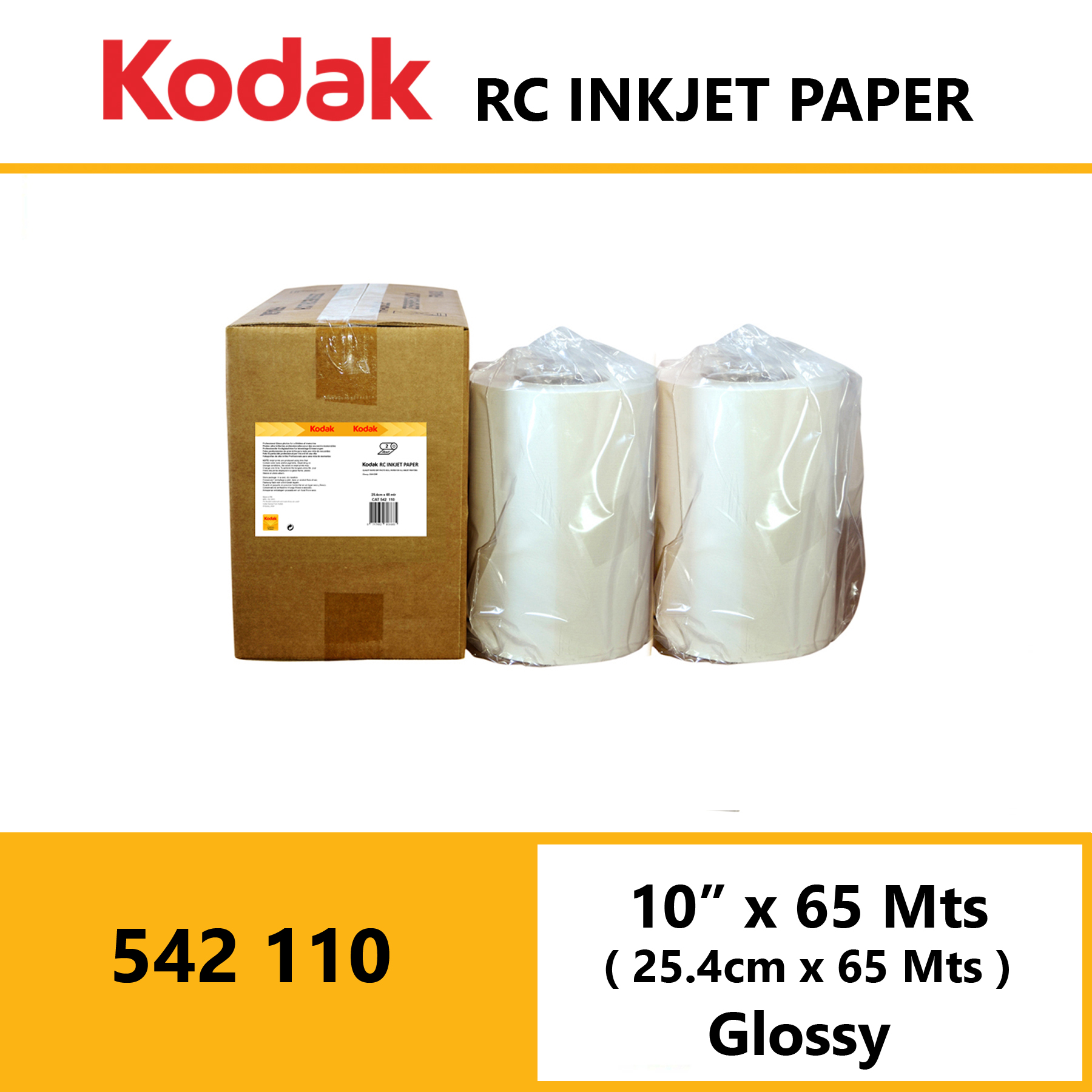 Kodak Inkjet RC Paper 10 ” x 65 Mtrs Glossy