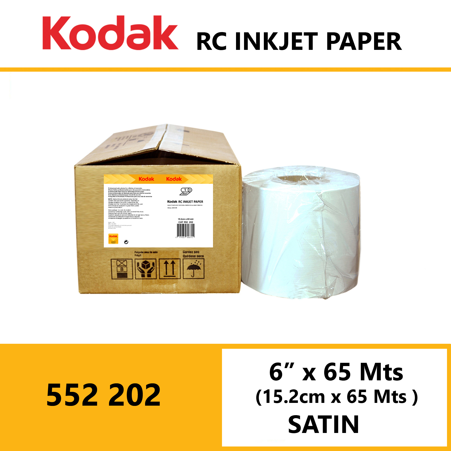 Kodak Inkjet RC Paper 6 ” x 65 Mtrs Satin