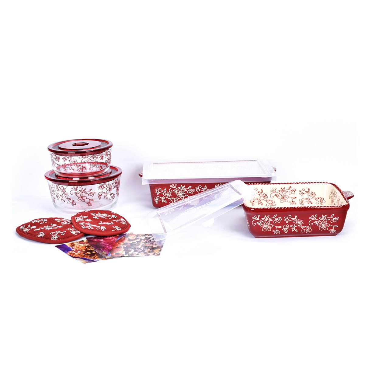 temp-tations® Floral Lace All-In-One Bakers Bundle – 7 Piece – Cranberry