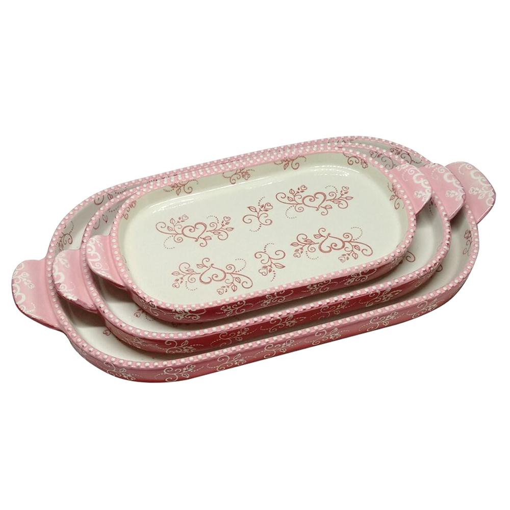 temp-tations® Floral Lace Squoval Tray Set – 3 Piece – Romance