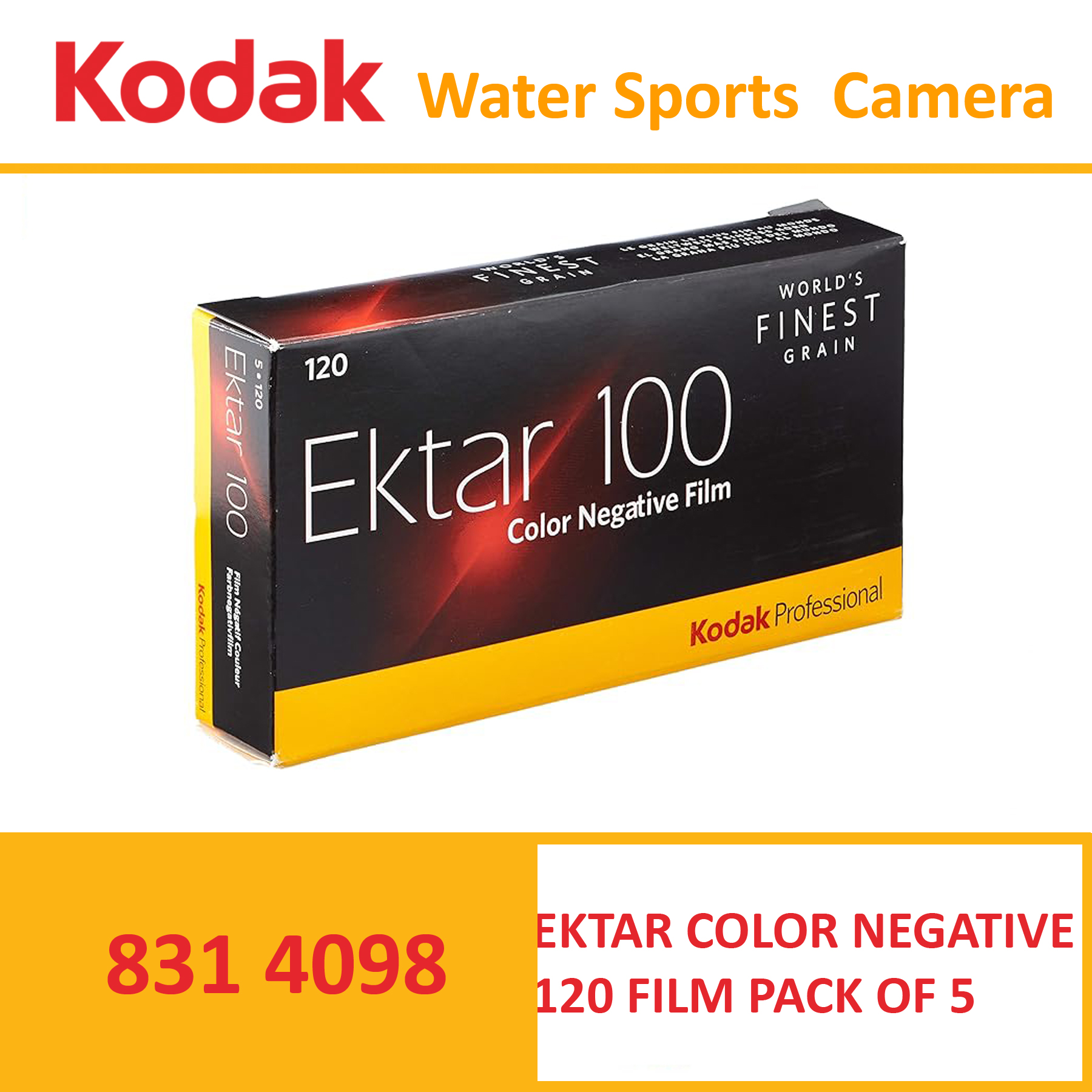 KODAK PROFESSIONAL  120 EKTAR COLOR   ISO 100 FILM  ( PACK OF 5 )