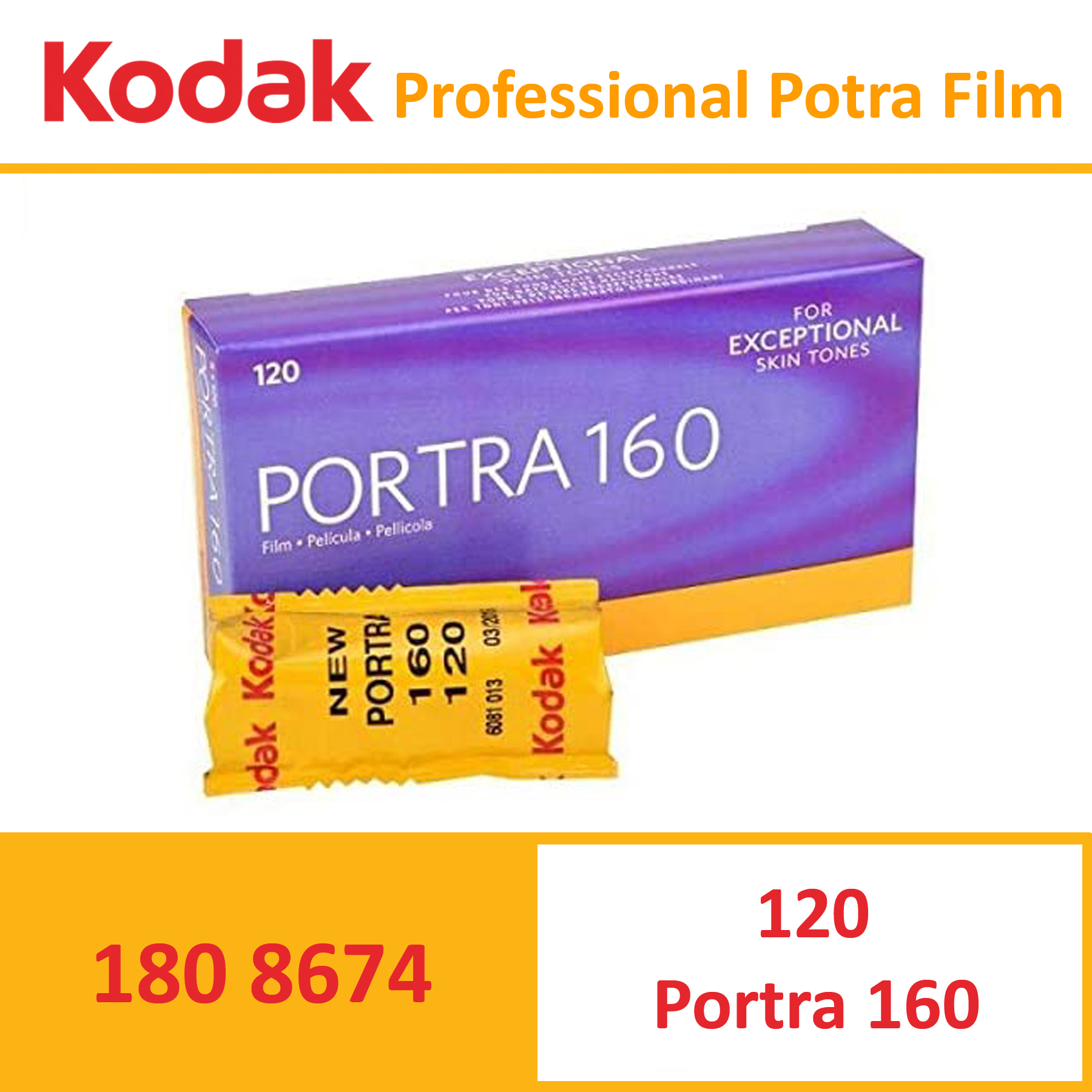 KODAK PROFESSIONAL  120 PORTRA 160 FILM  ( PACK OF 5 )