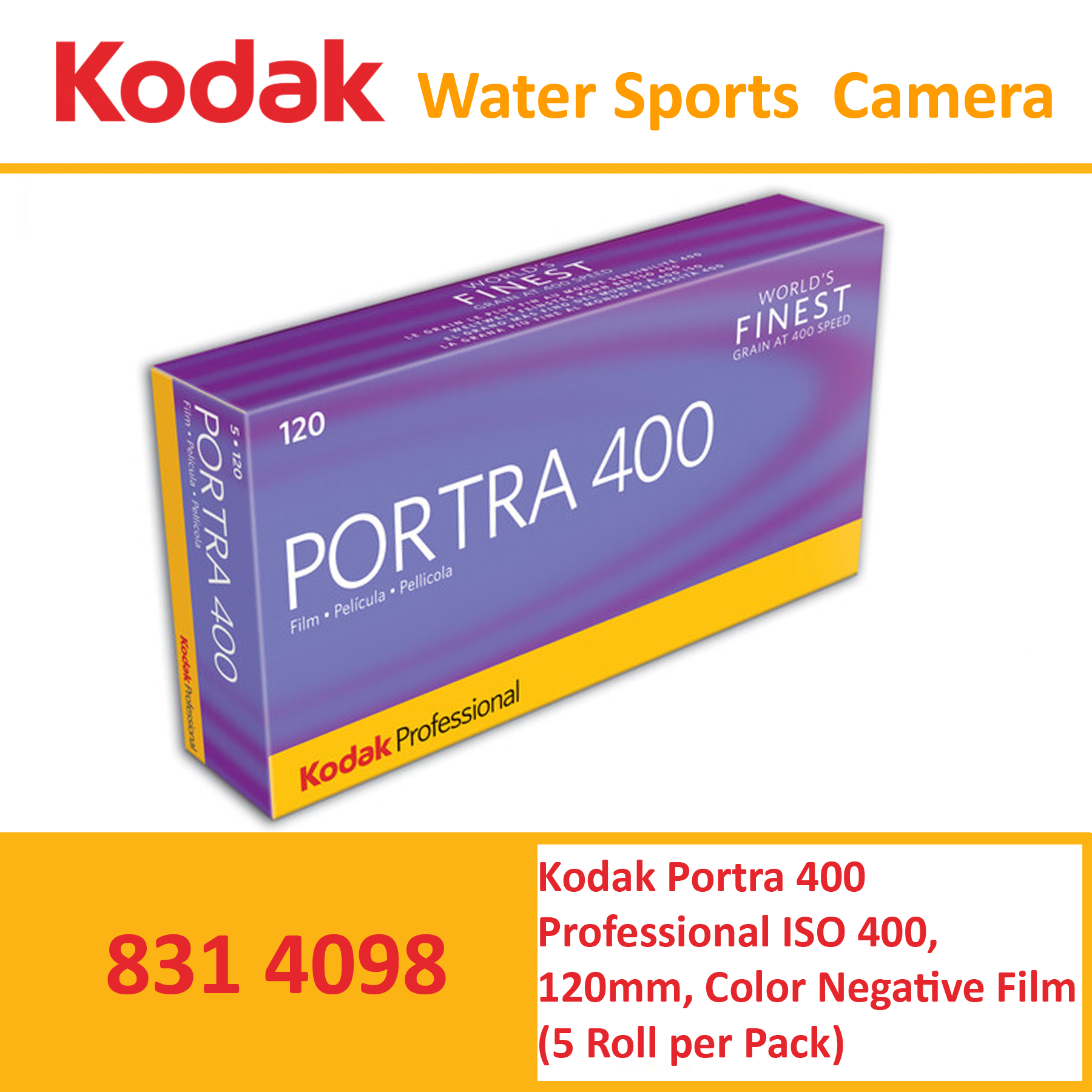 KODAK PROFESSIONAL  120 PORTRA 400 FILM  ( PACK OF 5 )