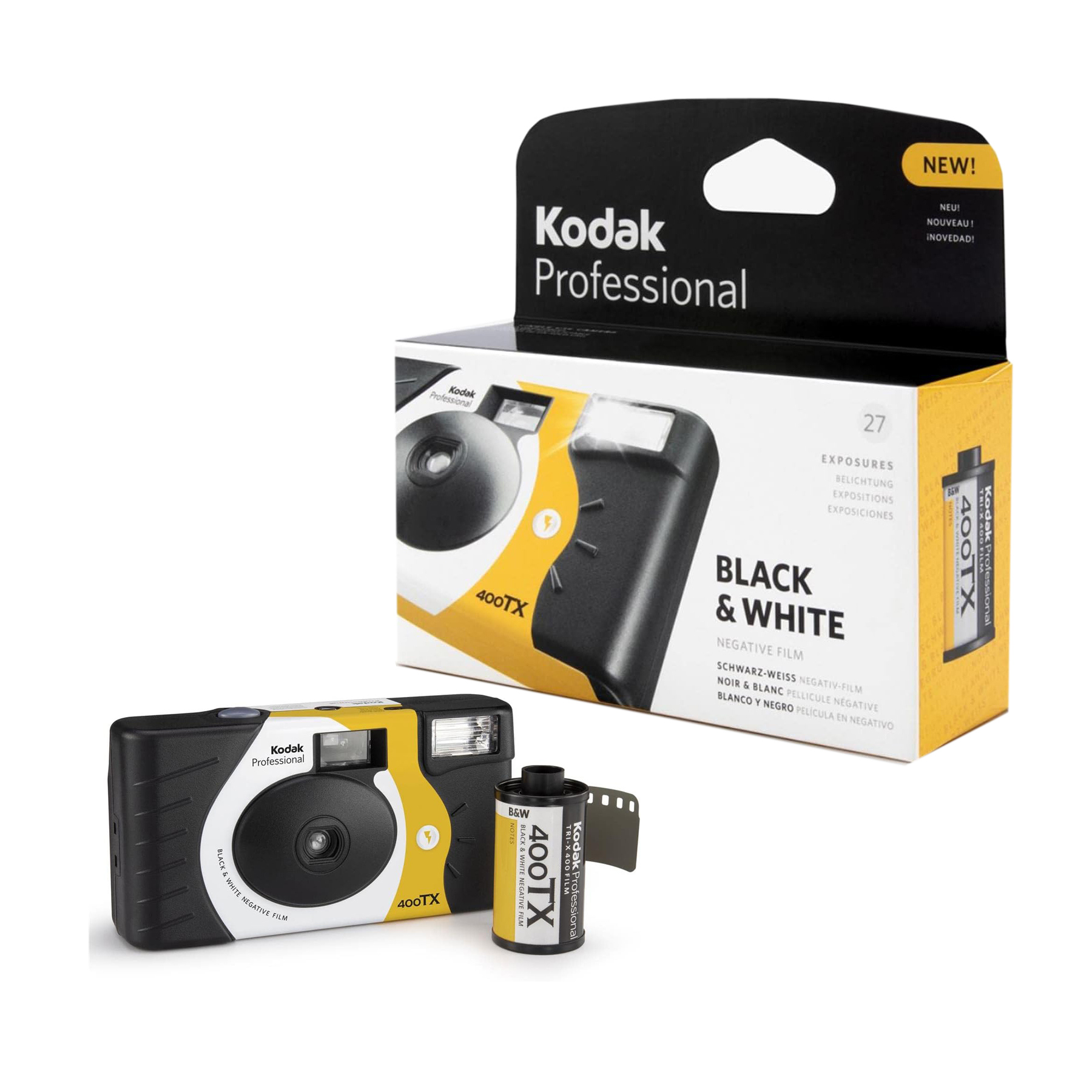 KODAK 1AAAA PROFESSIONAL TRI-X 400 BLACK AND WHITE NEGATIVE FILM SINGLE USE CAMERA ,27 EXPOSURES